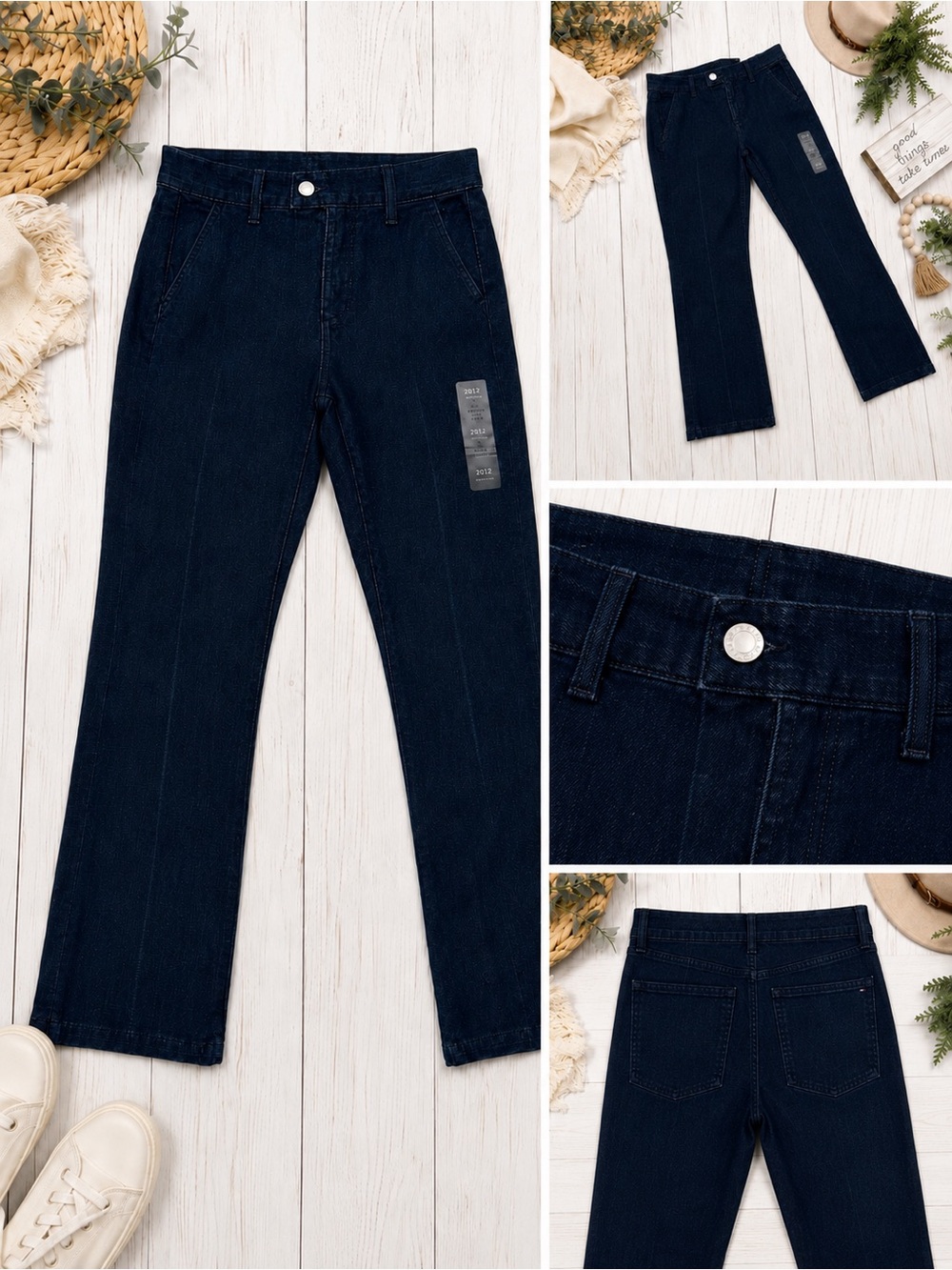LOFT The Kick Crop High Rise Jeans NWT Size 26 Dark Wash Ankle Denim
